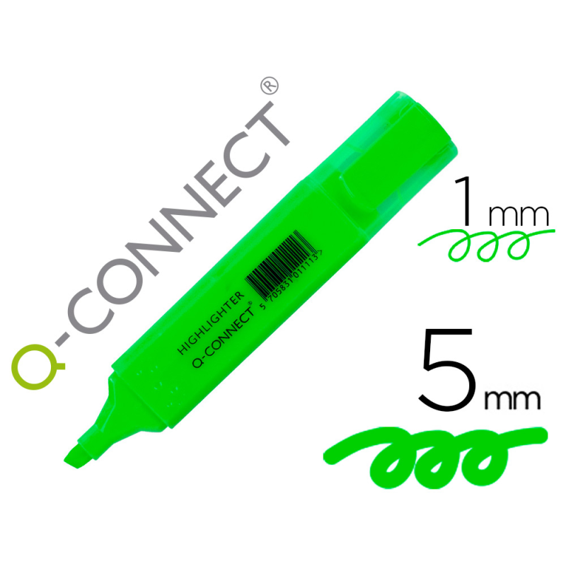 Rotulador q-connect fluorescente verde punta biselada