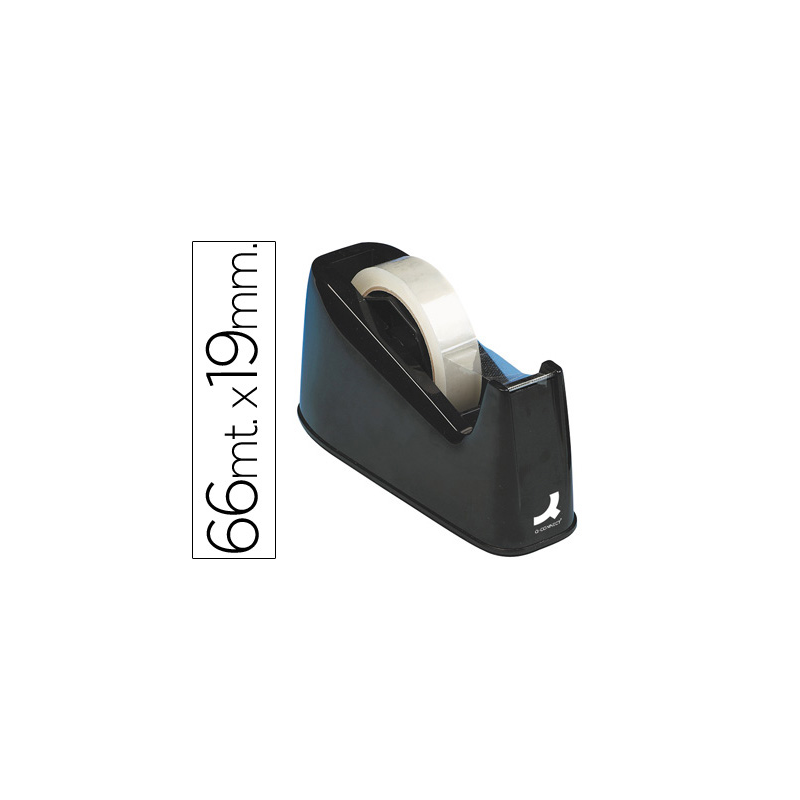 Portarrollo sobremesa q-connect plastico para cintas de 33 y 66 mt color negro