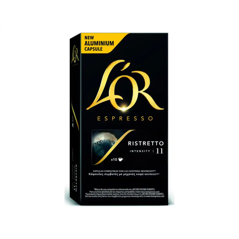 Cafe l'or espresso ristretto intensidad 11 caja de 10 capsulas compatible nespresso
