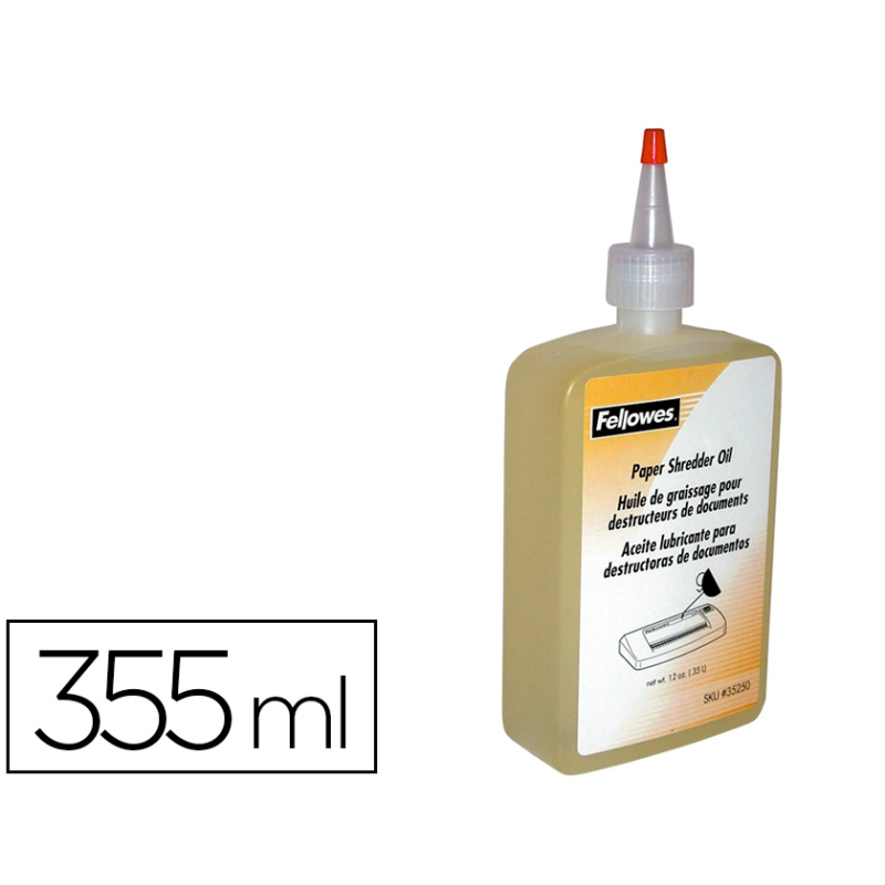 Aceite lubricante fellowes para destructora de documentos bote de 355 ml
