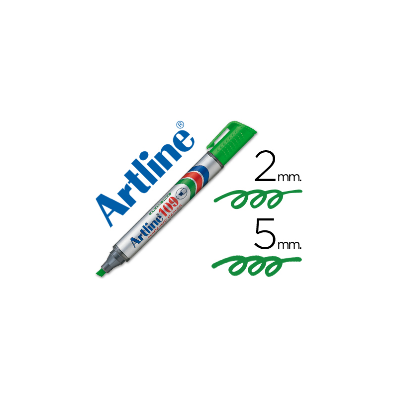Rotulador artline marcador permanente 109 verde punta biselada