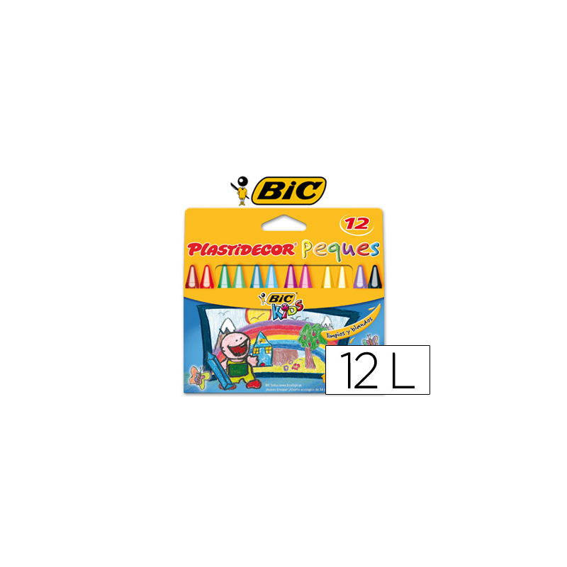 Lapices cera plastidecor peques caja de 12 colores surtidos