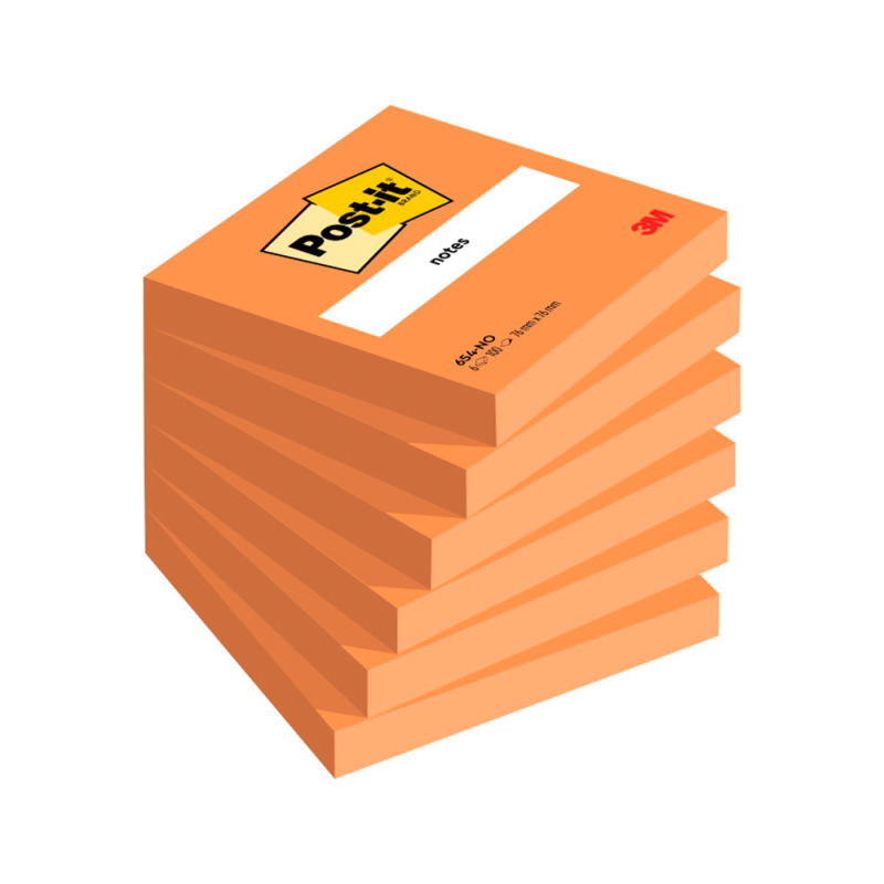 Bloc de notas adhesivas quita y pon post-it 76x76 mm naranja neon con 100 hojas