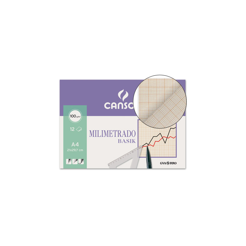 Papel milimetrado guarro 210x297 mm minipack de 12 hojas