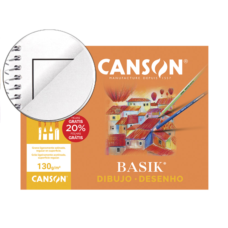 Papel dibujo basik 240x320 din a4 + 130 gr con recuadro minipack de 10 hojas