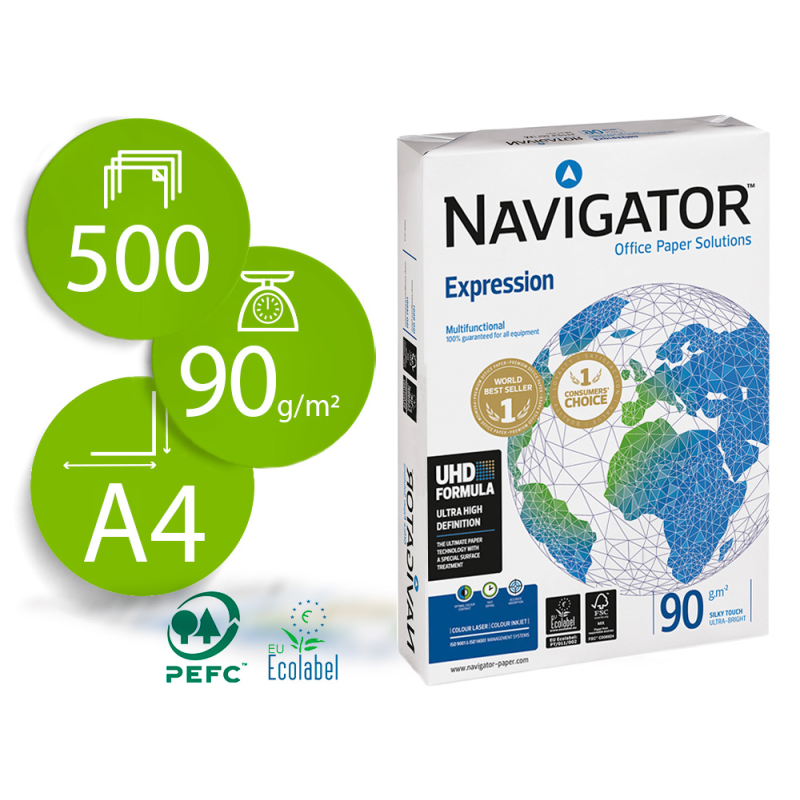 Papel fotocopiadora navigator din a4 90 gramos paquete de 500 hojas