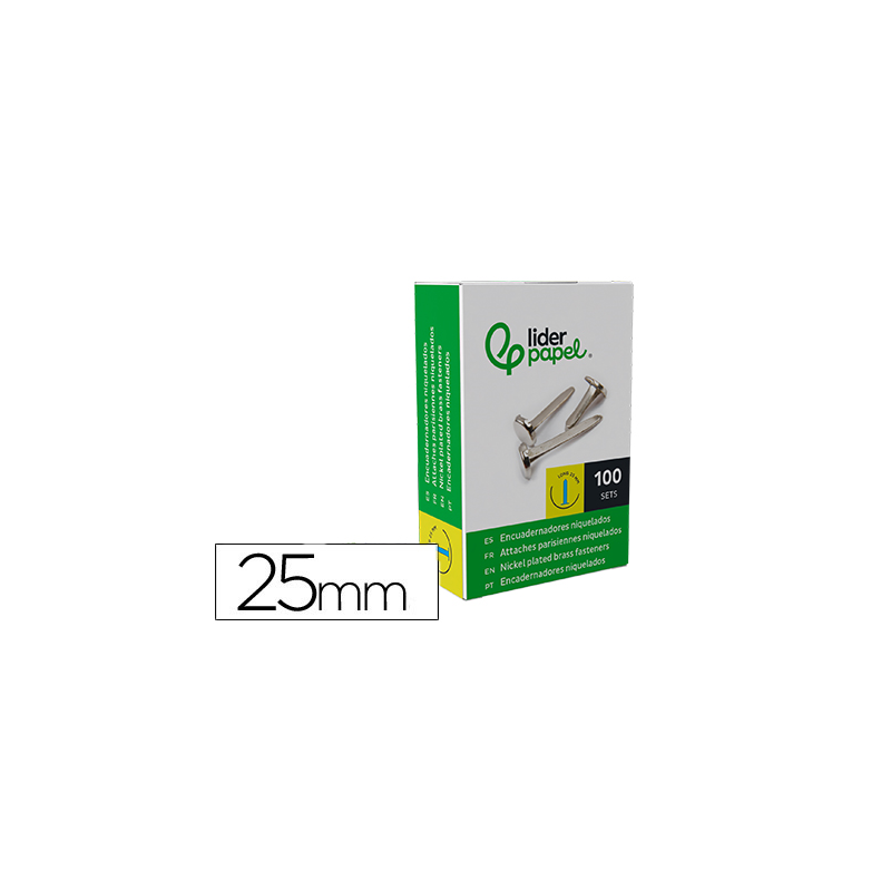 Encuadernadores liderpapel niquelados n.5 25 mm caja de 100 unidades