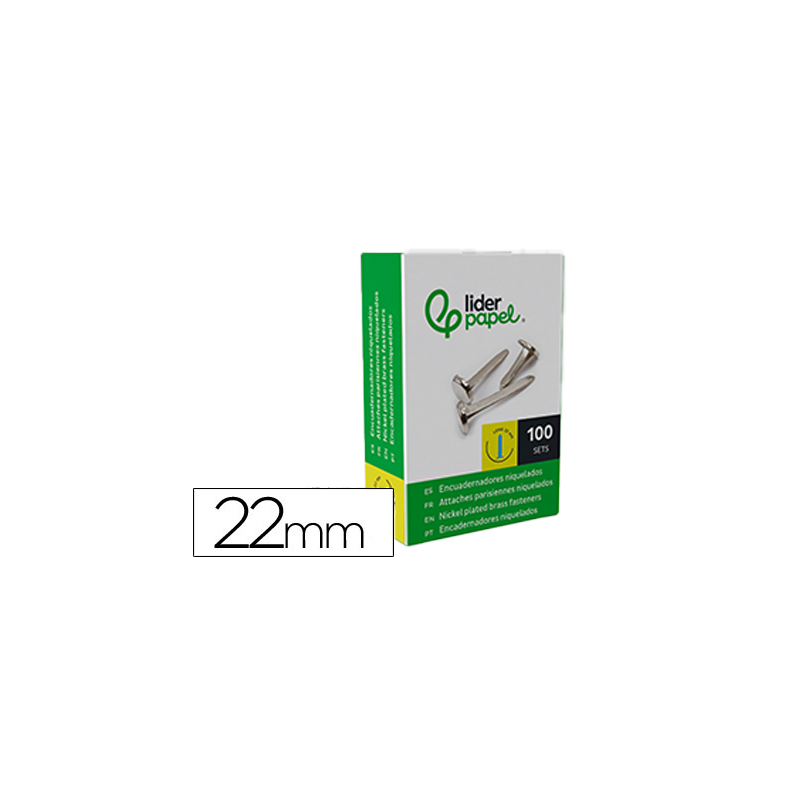 Encuadernadores liderpapel niquelados n.4 22 mm caja de 100 unidades