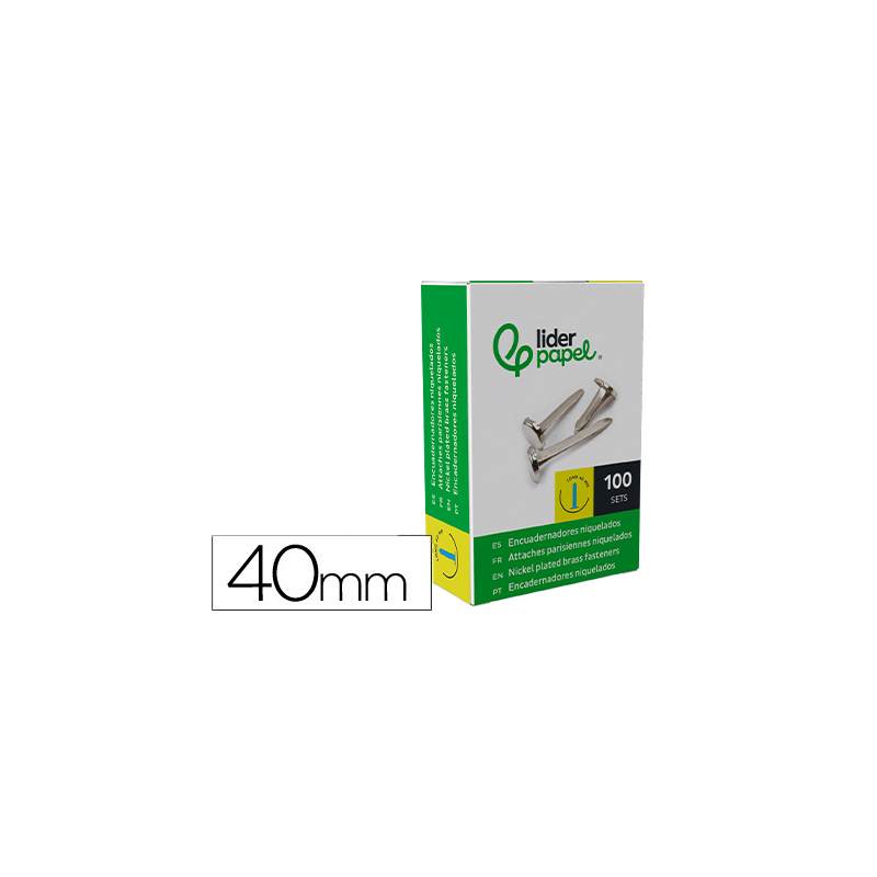 Encuadernadores liderpapel niquelados n.8 40 mm caja de 100 unidades