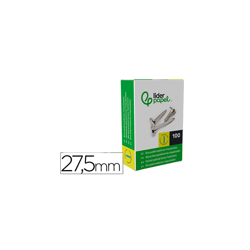 Encuadernadores liderpapel niquelados n.6 27,5 mm caja de 100 unidades