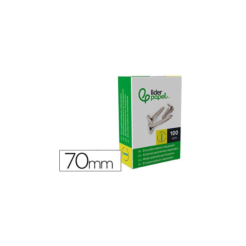 Encuadernadores liderpapel niquelados n.12 70 mm caja de 100 unidades