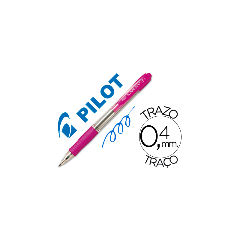 Boligrafo pilot super grip rosa retractil sujecion de caucho tinta base de aceite