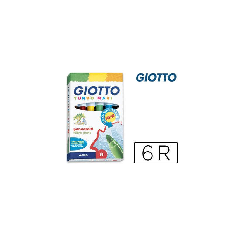 Rotulador giotto turbo maxi caja de 6 colores lavables con punta bloqueada