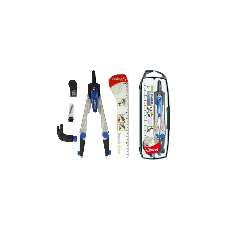 Compas maped 538700 -con adaptador universal estuche de minas y afilaminas
