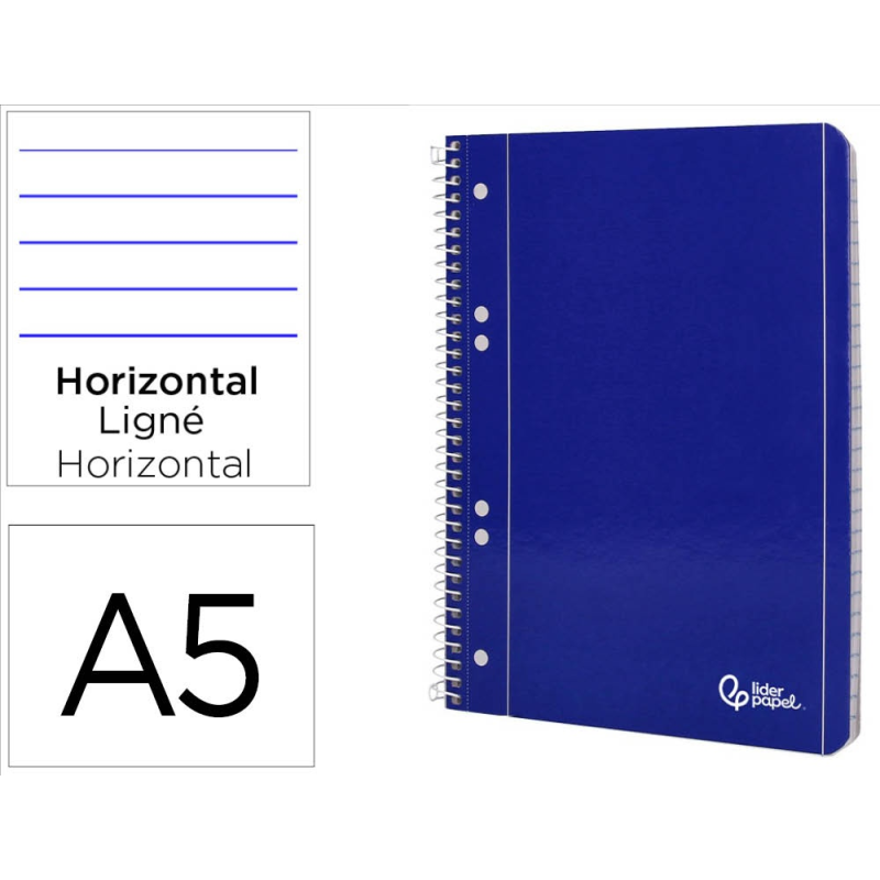 Cuaderno espiral liderpapel a5 micro serie azul tapa blandblanda 80h 75gr horizontal 6 taladros azul