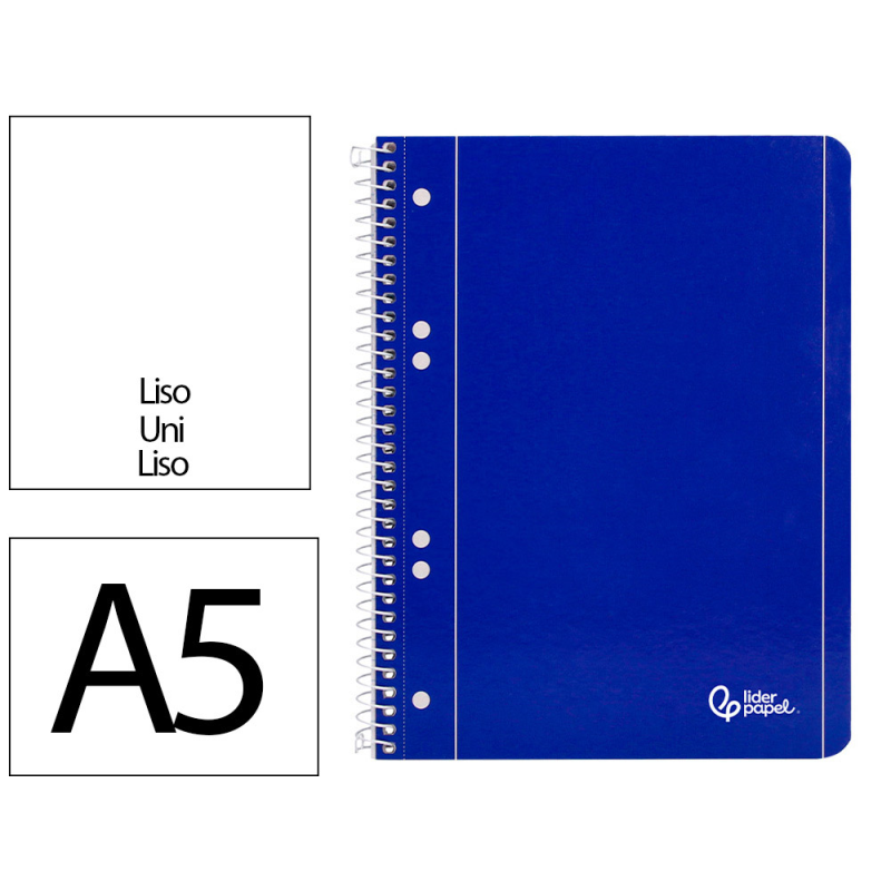 Cuaderno espiral liderpapel a5 micro serie azul tapa blanda 80h 75gr liso 6 taladros azul