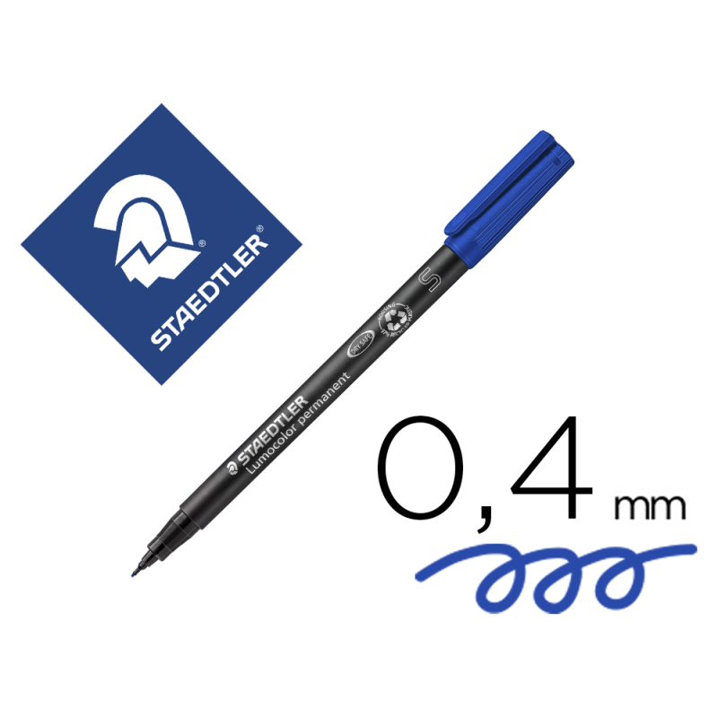 Rotulador staedtler lumocolor retroproyeccion punta de fibra permanente 313-3 azul punta super fina redonda 0.4 mm