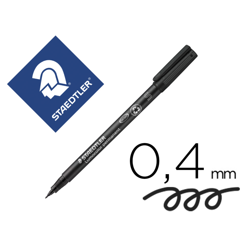 Rotulador staedtler lumocolor retroproyeccion punta de fibra permanente 313-9 negro punta super fina redonda 0.4 mm