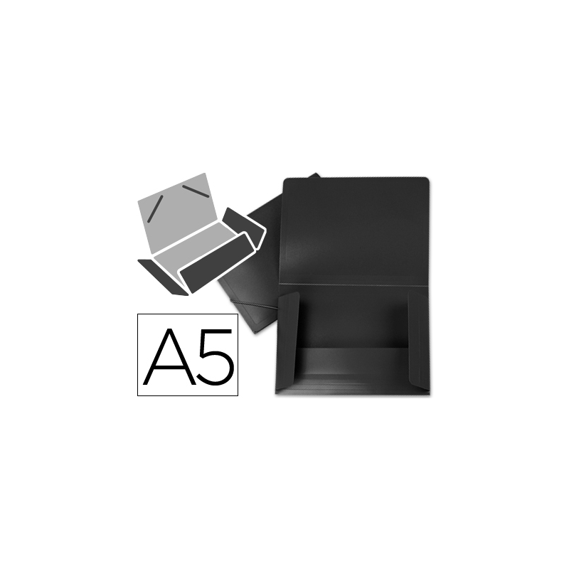 Carpeta liderpapel gomas tres solapas polipropileno din a5 color negro opaco
