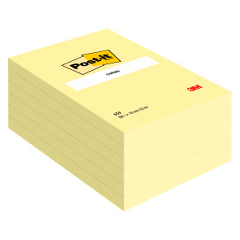 Bloc de notas adhesivas quita y pon post-it 102x152 mm con 100 hojas 659
