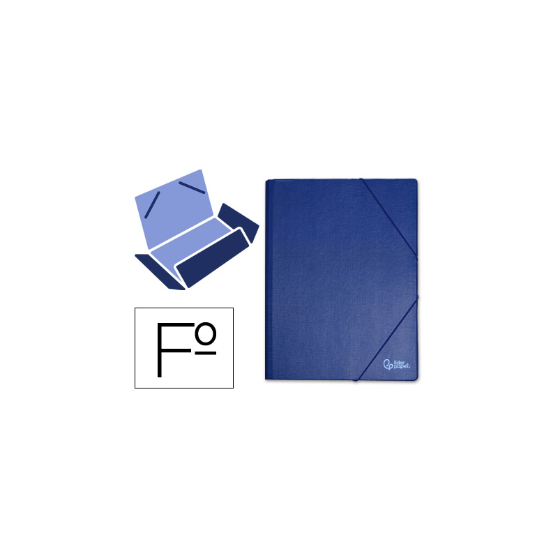 Carpeta liderpapel gomas tres solapas plastico folio color azul