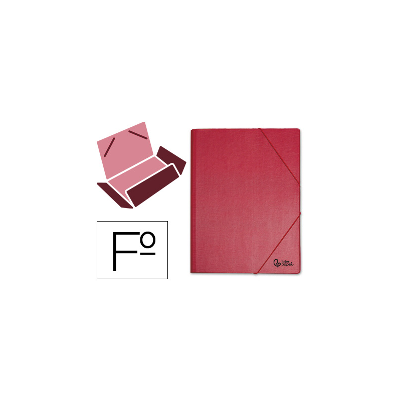 Carpeta liderpapel gomas tres solapas plastico folio color rojo