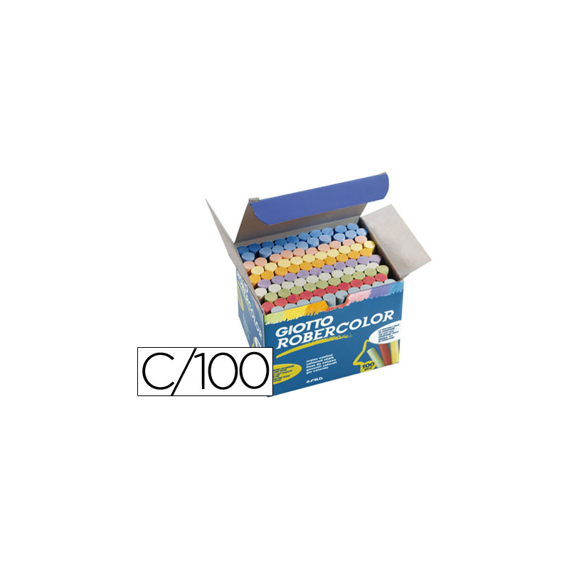 Tiza color antipolvo robercolor caja de 100 unidades colores surtidos