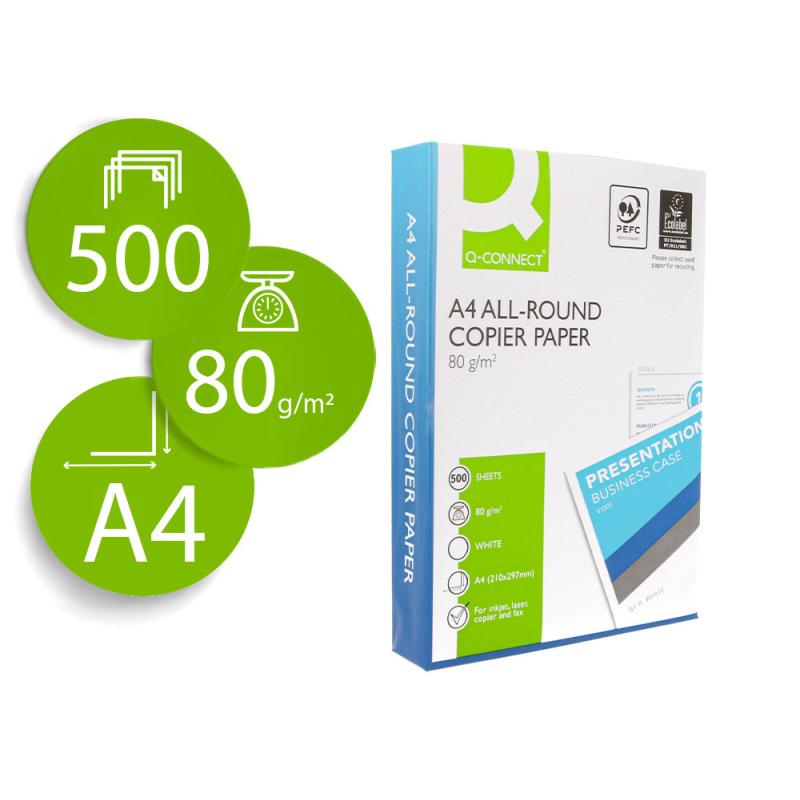 Papel fotocopiadora q-connect economy din a4 80 gramos paquete de 500 hojas