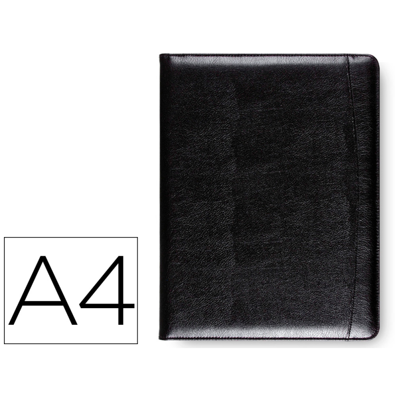 Carpeta portafolios q-connect sin cremallera sin asas con departamentos interiores colornegro 320x250 mm
