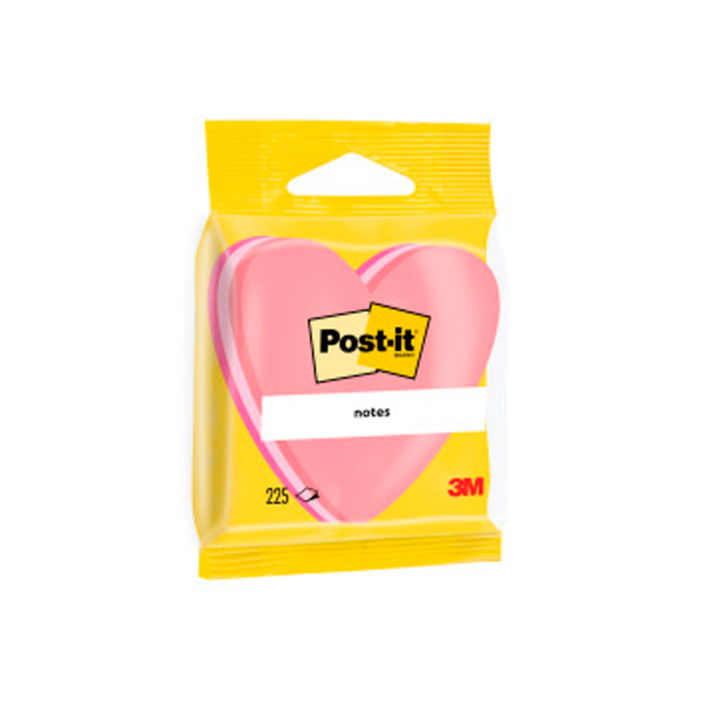 Blister papeleria 3m 2007h cubo de notas post-it troquelado corazon 3 colores neon