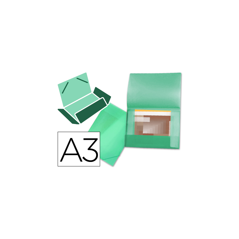 Carpeta liderpapel portadocumentos 44803 solapas polipropileno din a3 verde translucido lomo flexible