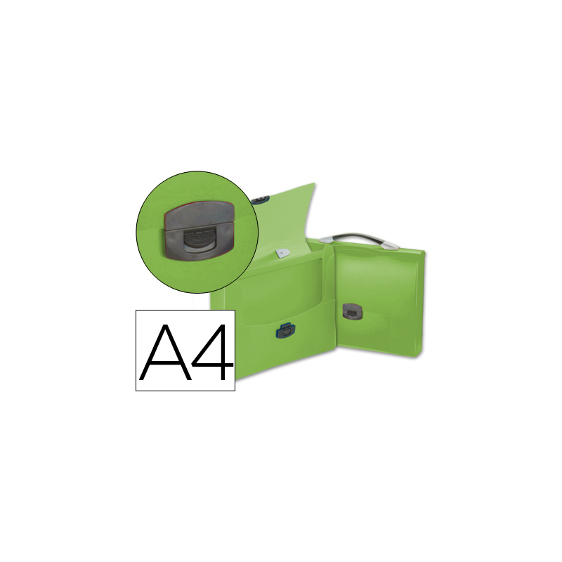Carpeta liderpapel portadocumentos broche polipropileno din a4 verde transparente con asa