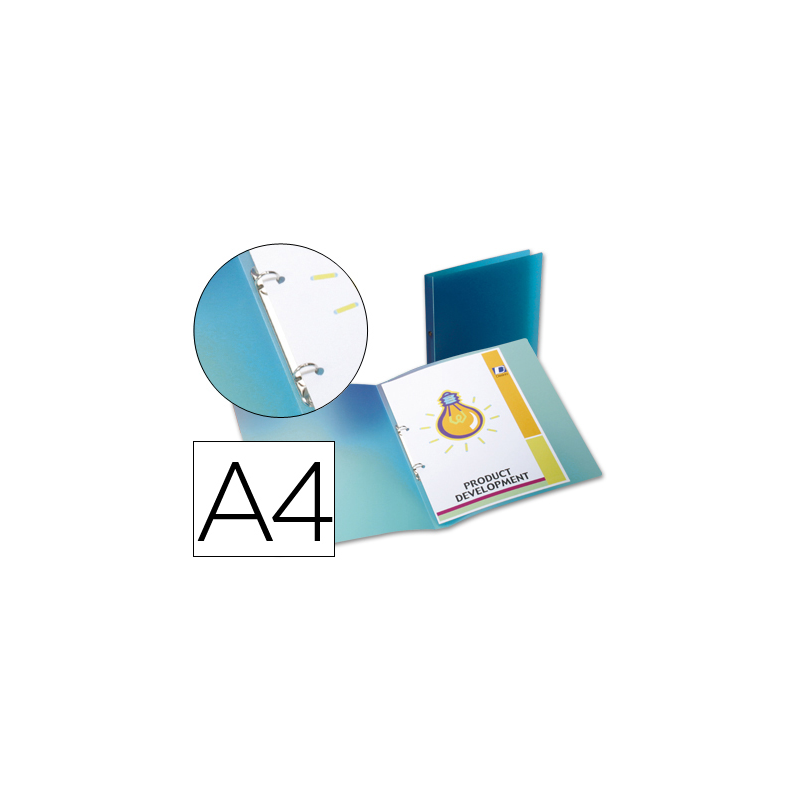 Carpeta liderpapel 2 anillas redondas mini 15 mm 49072 polipropileno din a4 azul translucido