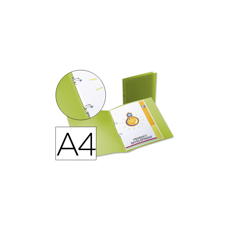 Carpeta liderpapel 2 anillas redondas mini 15 mm 49073 polipropileno din a4 verde translucido