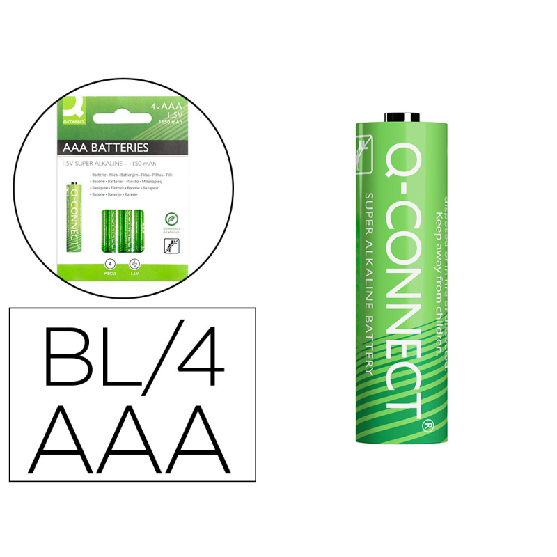 Pila q-connect alcalina aaa blister con 4 unidades