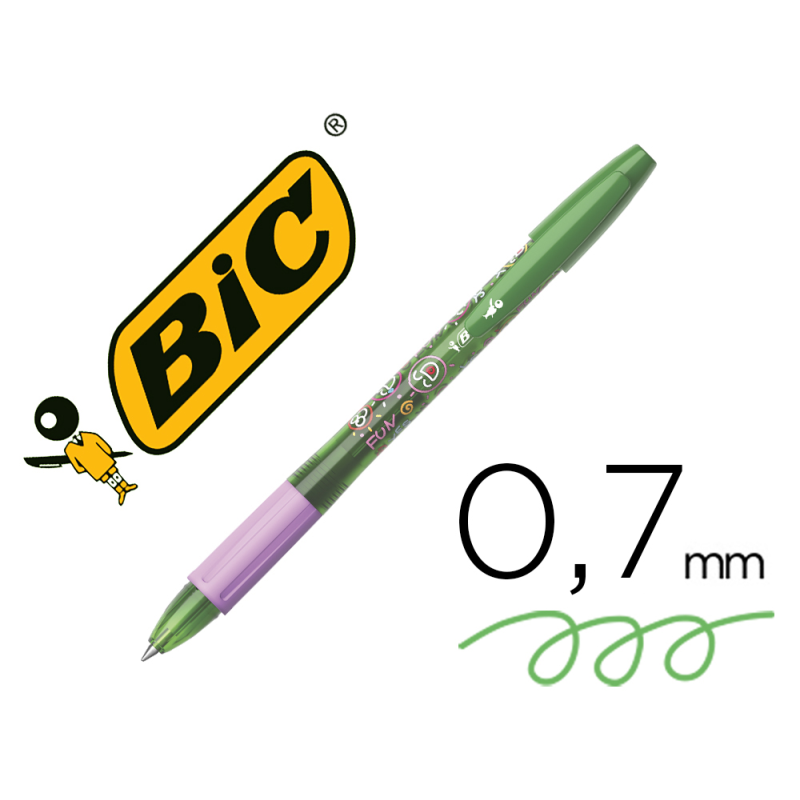 Boligrafo bic gelocity illusion borrable verde punta de 0,7 mm