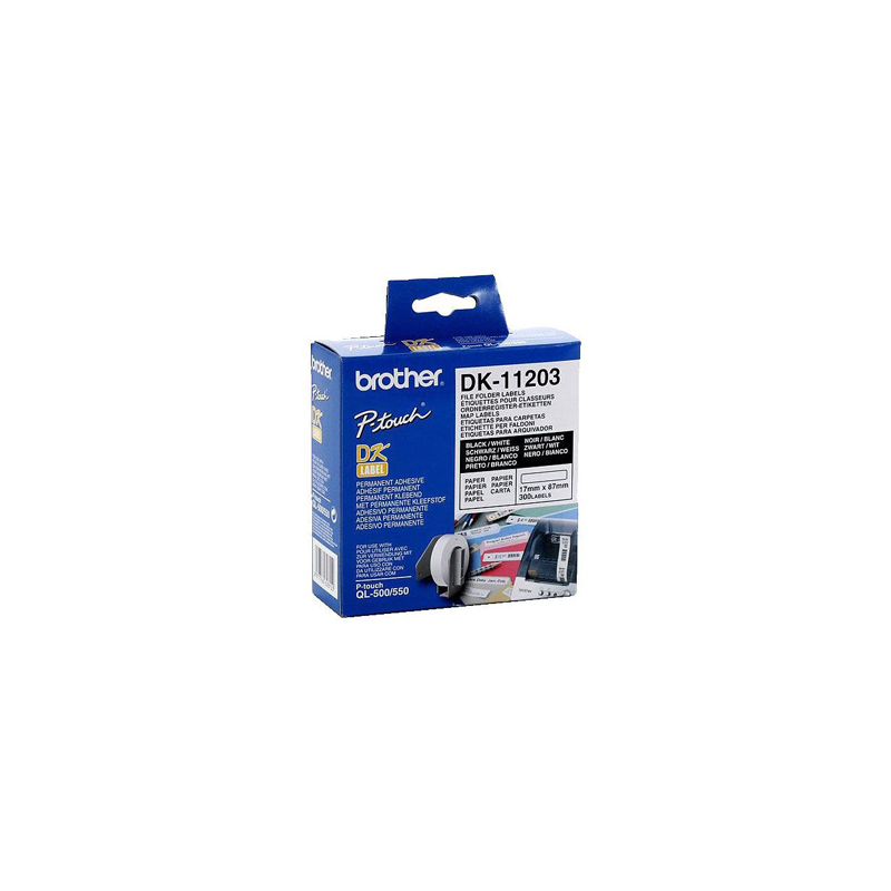 Etiqueta adhesiva brother dk11203 -tamaño 17x87 mm para impresoras de etiquetas ql -300 etiquetas-