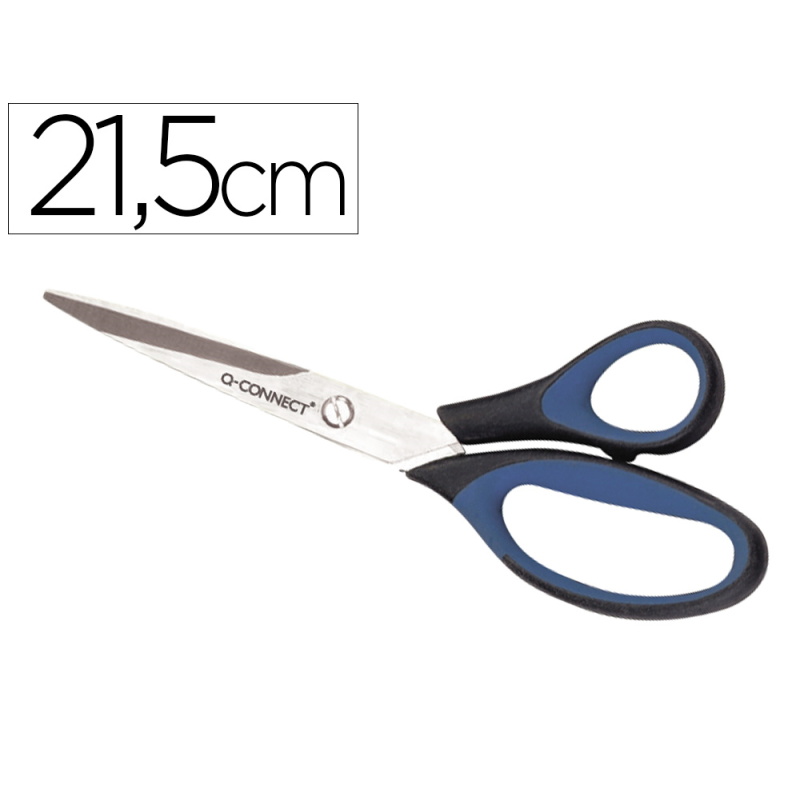 Tijera oficina q-connect mango caucho 8/' 21'5 cm blister de seguridad