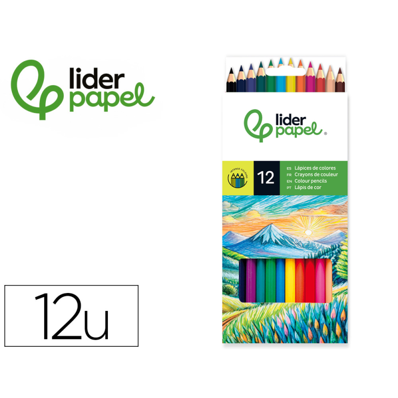 Lapices de colores liderpapel caja de 12 unidades colores surtidos