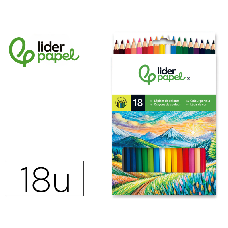 Lapices de colores liderpapel caja de 18 unidades colores surtidos