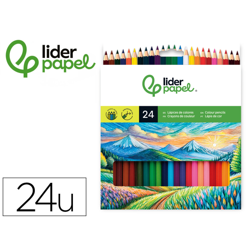Lapices de colores liderpapel caja de 24 unidades colores surtidos