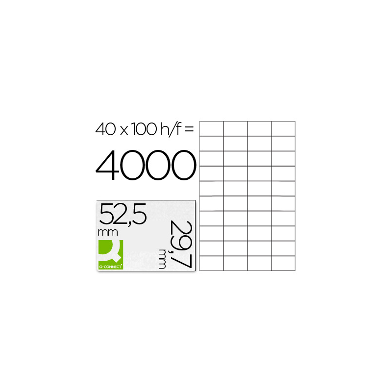 Etiqueta adhesiva q-connect kf00574 -tamaño 52,5x29,7 mm -fotocopiadora -laser -ink-jet-caja con 100 hojas din a4