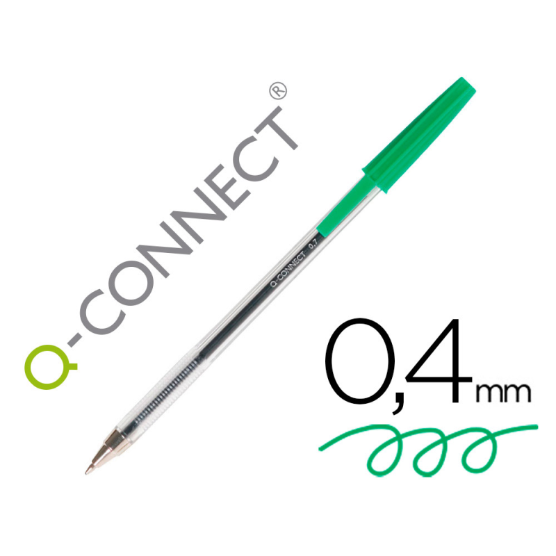 Boligrafo transparente q-connect verde medio kf01043