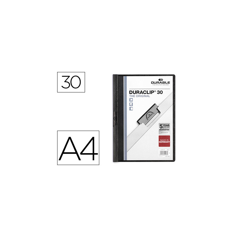 Carpeta duraclip dossier pinza lateral negro capacidad 30 hojas
