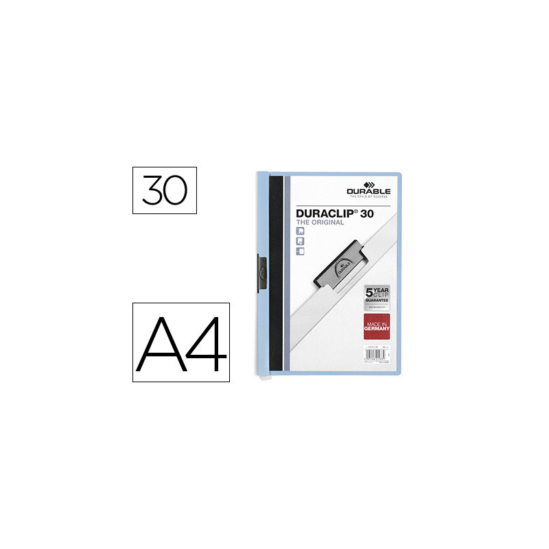 Carpeta duraclip dossier pinza lateral azul capacidad 30 hojas