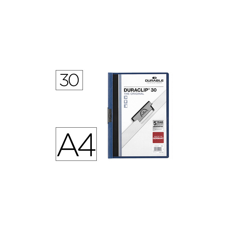 Carpeta duraclip dossier pinza lateral azul oscuro capacidad 30 hojas