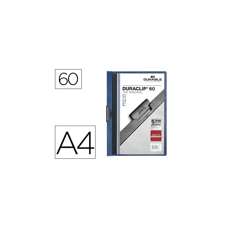 Carpeta duraclip dossier pinza lateral azul oscuro capacidad 60 hojas
