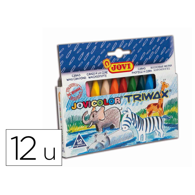 Lapices cera jovicolor triangular triwax 12 unidades colores surtidos