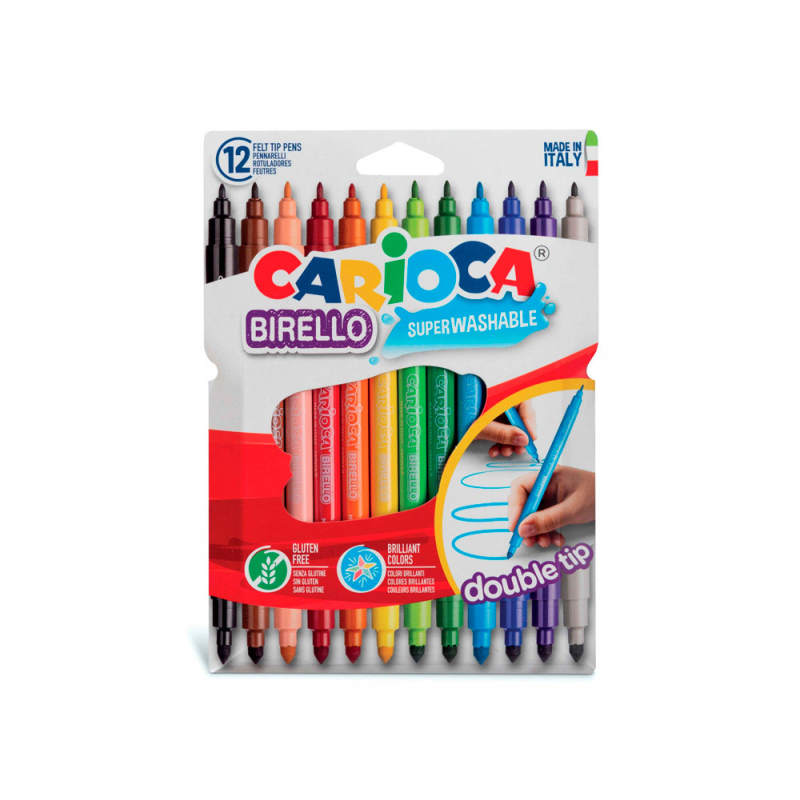 Rotulador carioca birello doble punta caja de 12 unidades colores surtidos
