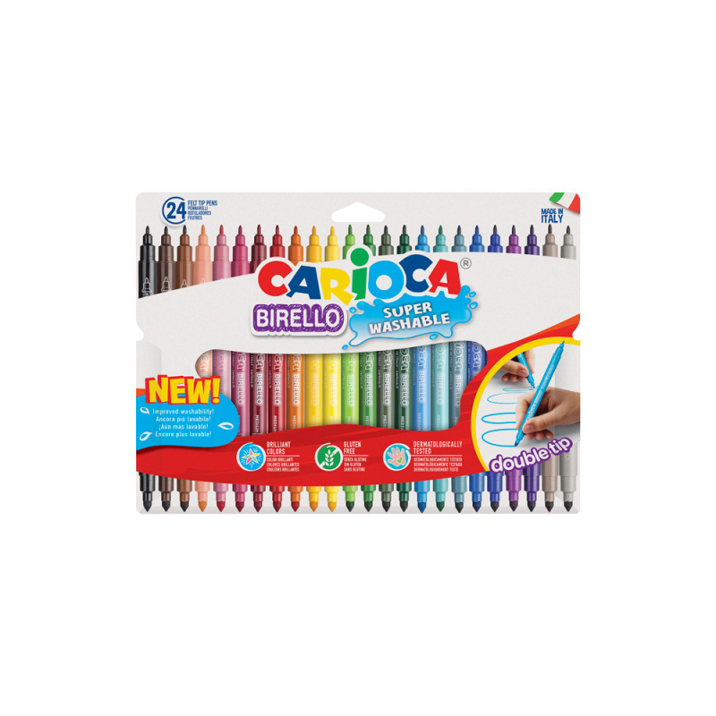 Rotulador carioca birello doble punta caja de 24 unidades colores surtidos